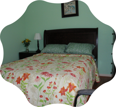 A fully furnished bedroom