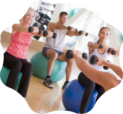 Residents doing a group exercise activity